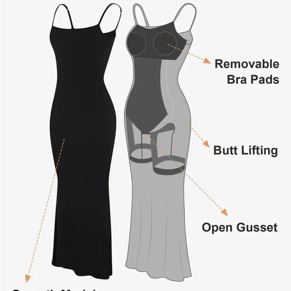 POPILUSH Shapewear Modal Slimming Maxi Slip Dress‎ L-XL - Picture 4 of 7